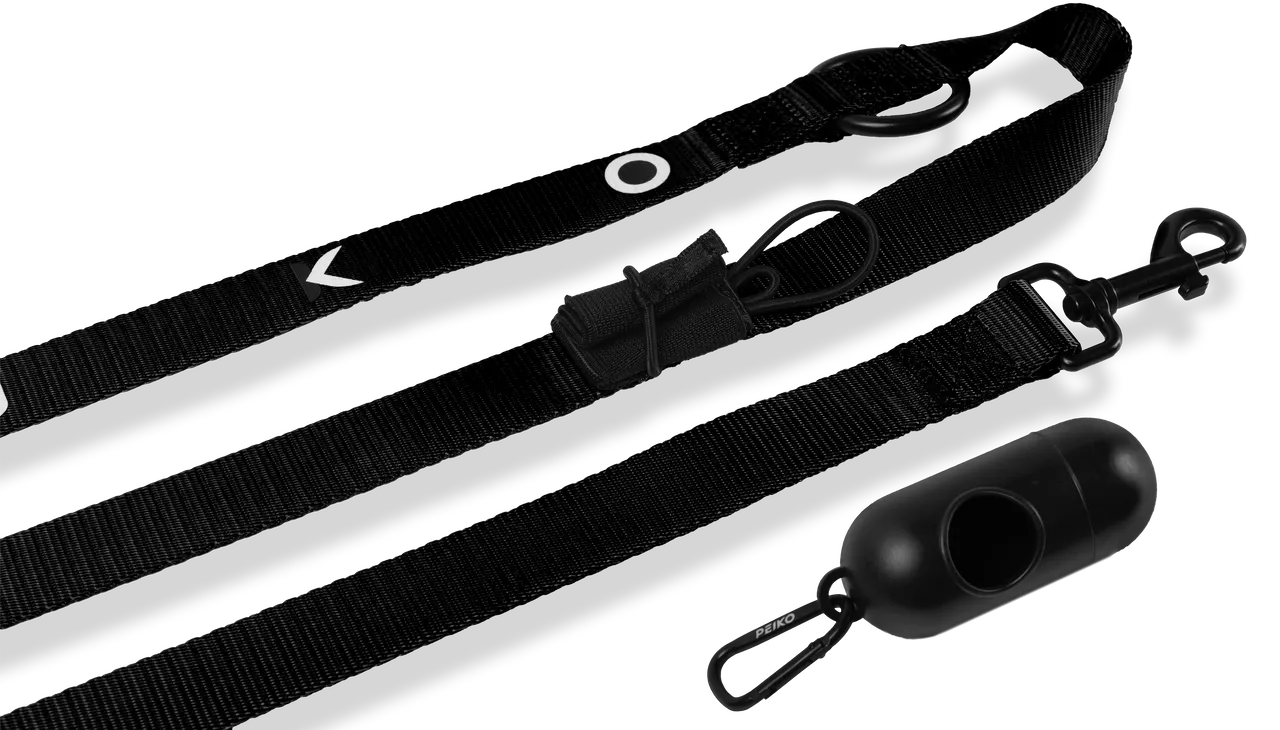 PEIKO® MultiLeash™ black with waste bag holder
