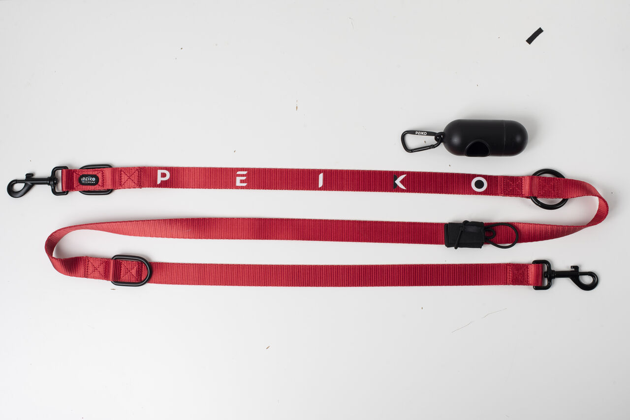PEIKO® MultiLeash™ red with waste bag holder